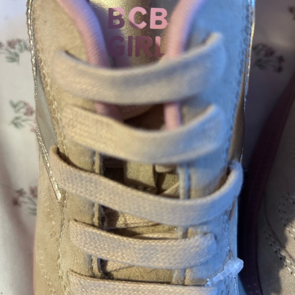 BCBGirls Pink and Metallic Silver Lace-Up Kids Sneakers